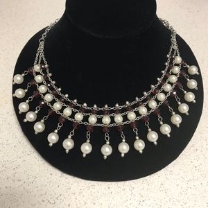 Faux Pearl Choker Collar Necklace